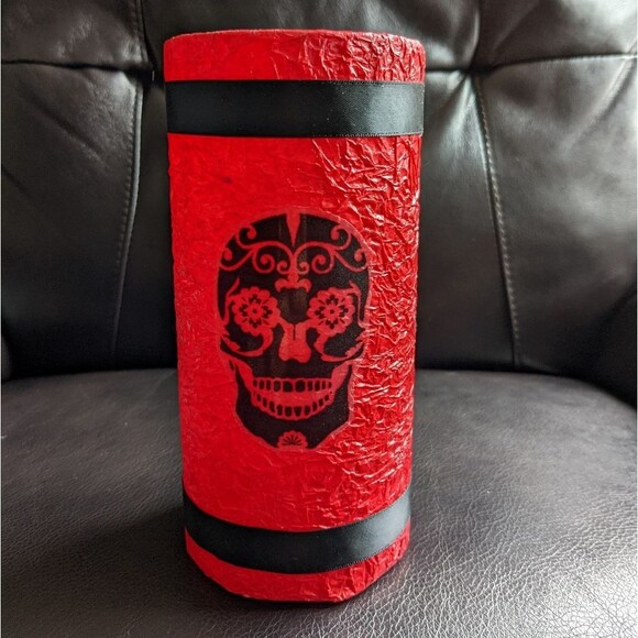 HANDMADE Sugar Skull Glass Candle Holder or Vase - Picture 1 of 6